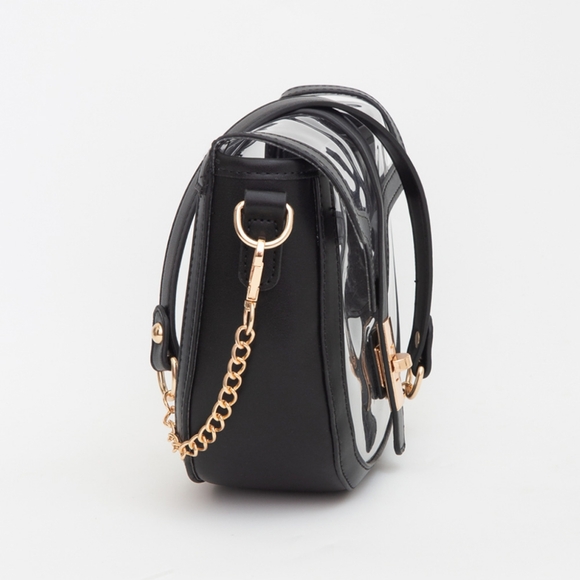 Pink Fuchsia Transparent Clear Saddle Bag Purse Shoulder Casual See Through - Picture 2 of 6